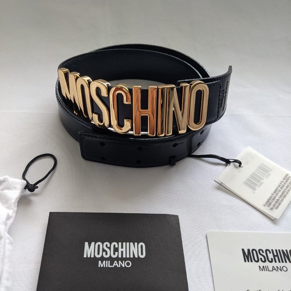 Moschino Couture Jeremy Scott SHINY GOLD LOGO BELT main image 12